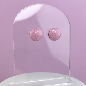 Round Glossy Handmade Polymer Clay Large Stud Earrings